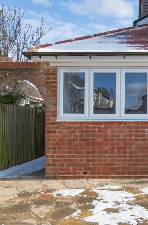 exterior shot of a garage conversion in Stoneleigh completed by Freshlook property services ltd